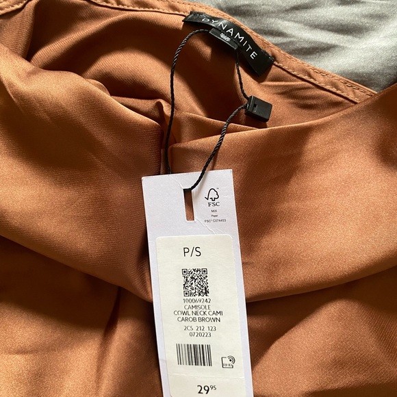 NWT Silk Brown Cowl Neck Dynamite Cami - Picture 2 of 3